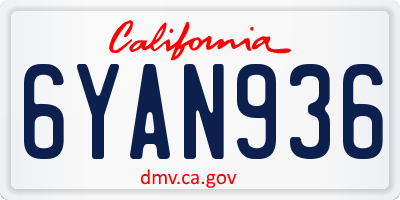 CA license plate 6YAN936