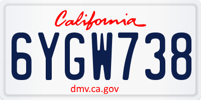 CA license plate 6YGW738