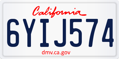CA license plate 6YIJ574