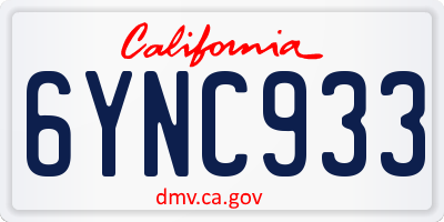 CA license plate 6YNC933