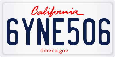 CA license plate 6YNE506