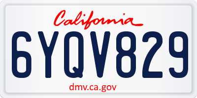CA license plate 6YQV829