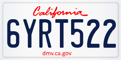 CA license plate 6YRT522