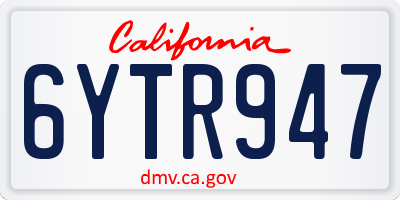 CA license plate 6YTR947