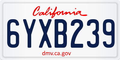CA license plate 6YXB239