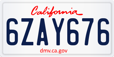 CA license plate 6ZAY676