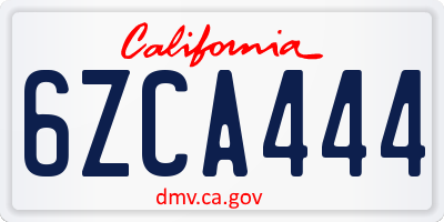 CA license plate 6ZCA444