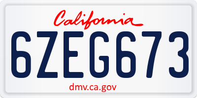 CA license plate 6ZEG673