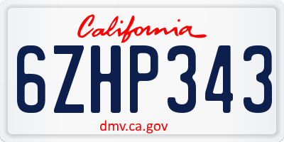 CA license plate 6ZHP343