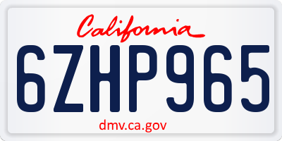 CA license plate 6ZHP965