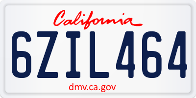 CA license plate 6ZIL464