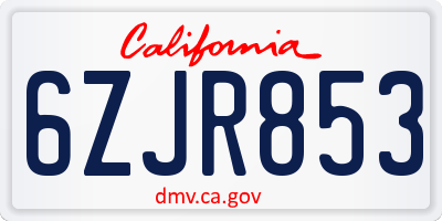 CA license plate 6ZJR853
