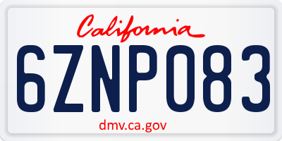 CA license plate 6ZNP083