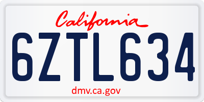 CA license plate 6ZTL634
