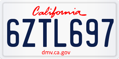 CA license plate 6ZTL697