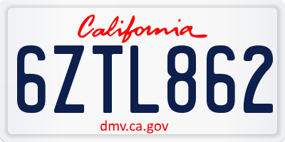 CA license plate 6ZTL862