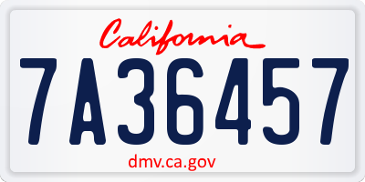 CA license plate 7A36457