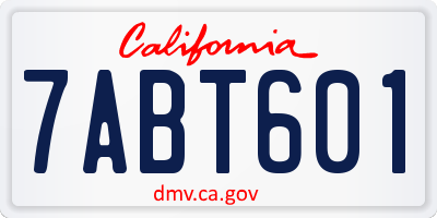 CA license plate 7ABT601