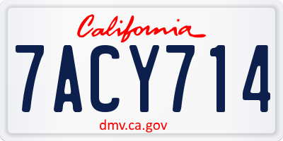 CA license plate 7ACY714