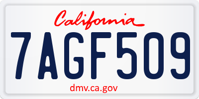 CA license plate 7AGF509