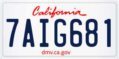 CA license plate 7AIG681