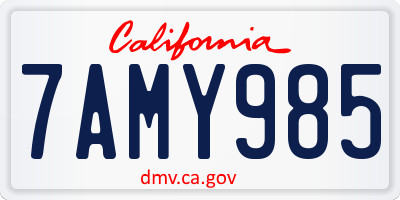 CA license plate 7AMY985