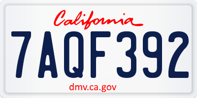 CA license plate 7AQF392