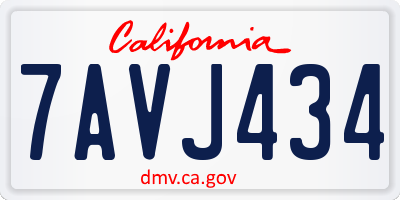 CA license plate 7AVJ434