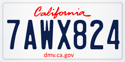 CA license plate 7AWX824
