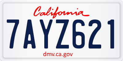 CA license plate 7AYZ621