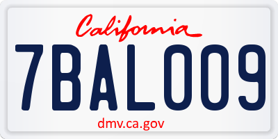 CA license plate 7BAL009