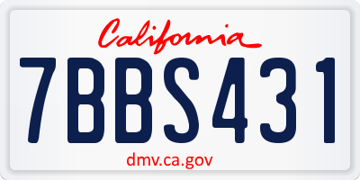 CA license plate 7BBS431