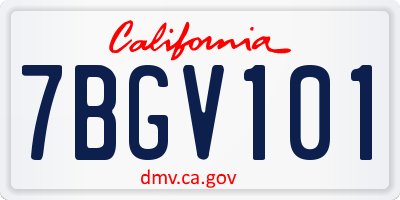 CA license plate 7BGV101