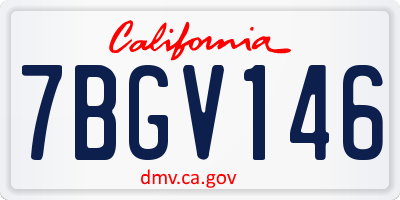 CA license plate 7BGV146
