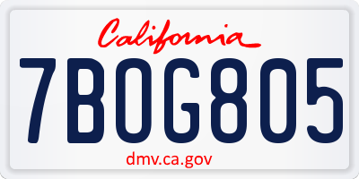 CA license plate 7BOG805