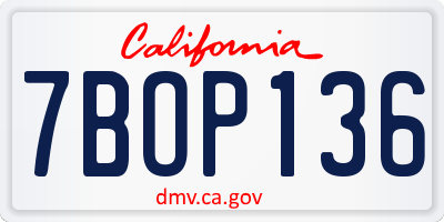 CA license plate 7BOP136