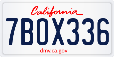 CA license plate 7BOX336