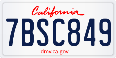 CA license plate 7BSC849