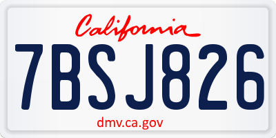 CA license plate 7BSJ826