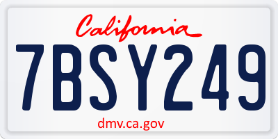 CA license plate 7BSY249