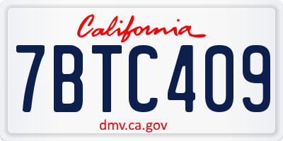 CA license plate 7BTC409