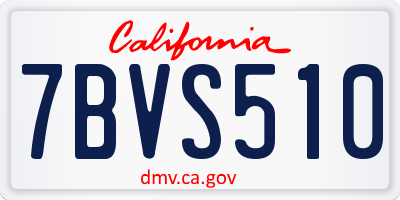 CA license plate 7BVS510