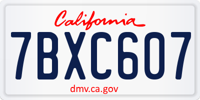 CA license plate 7BXC607