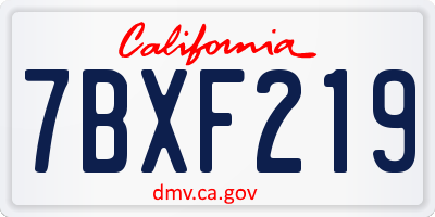 CA license plate 7BXF219