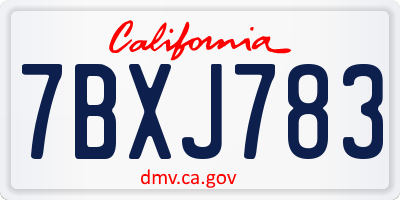 CA license plate 7BXJ783
