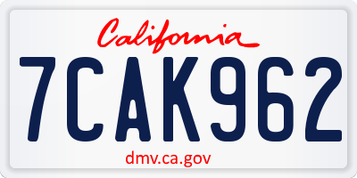 CA license plate 7CAK962