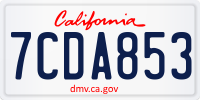 CA license plate 7CDA853