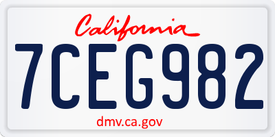 CA license plate 7CEG982