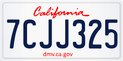 CA license plate 7CJJ325