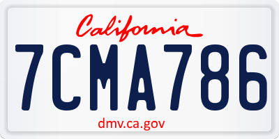 CA license plate 7CMA786